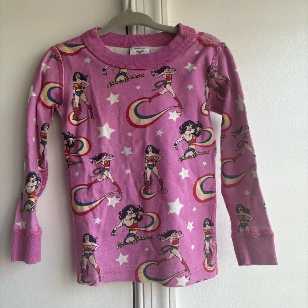 Hanna Andersson Pink Wonder Woman Superhero Kids Pajama Set